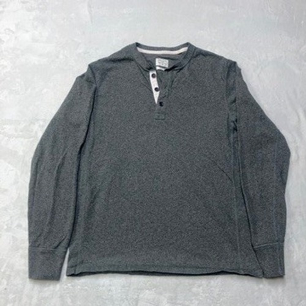 Rag & Bone Henley Men M Grey Standard‎ Issue Long Sleeve Button Casual Shirt